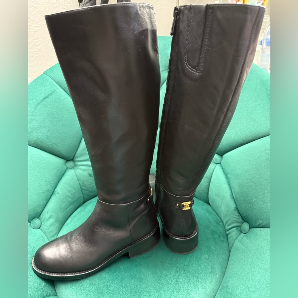 Sam Edelman Black Leather Knee-High Riding Boots